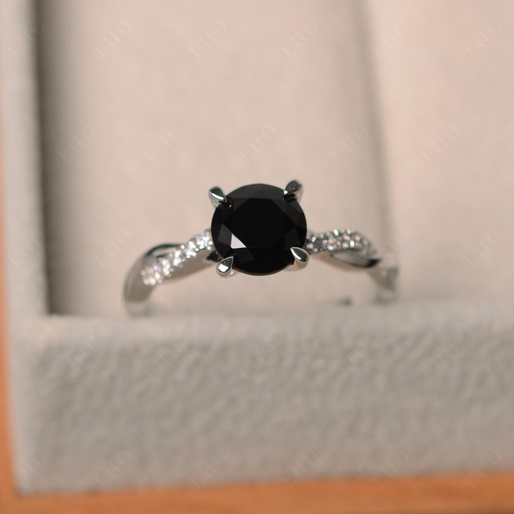 Black Spinel Twist Engagement Ring - LUO Jewelry 