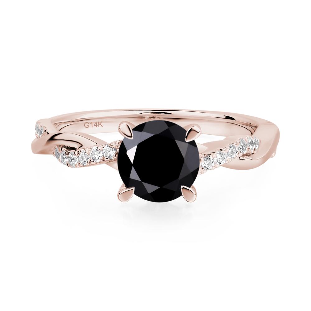 Black Spinel Twist Engagement Ring - LUO Jewelry #metal_14k rose gold