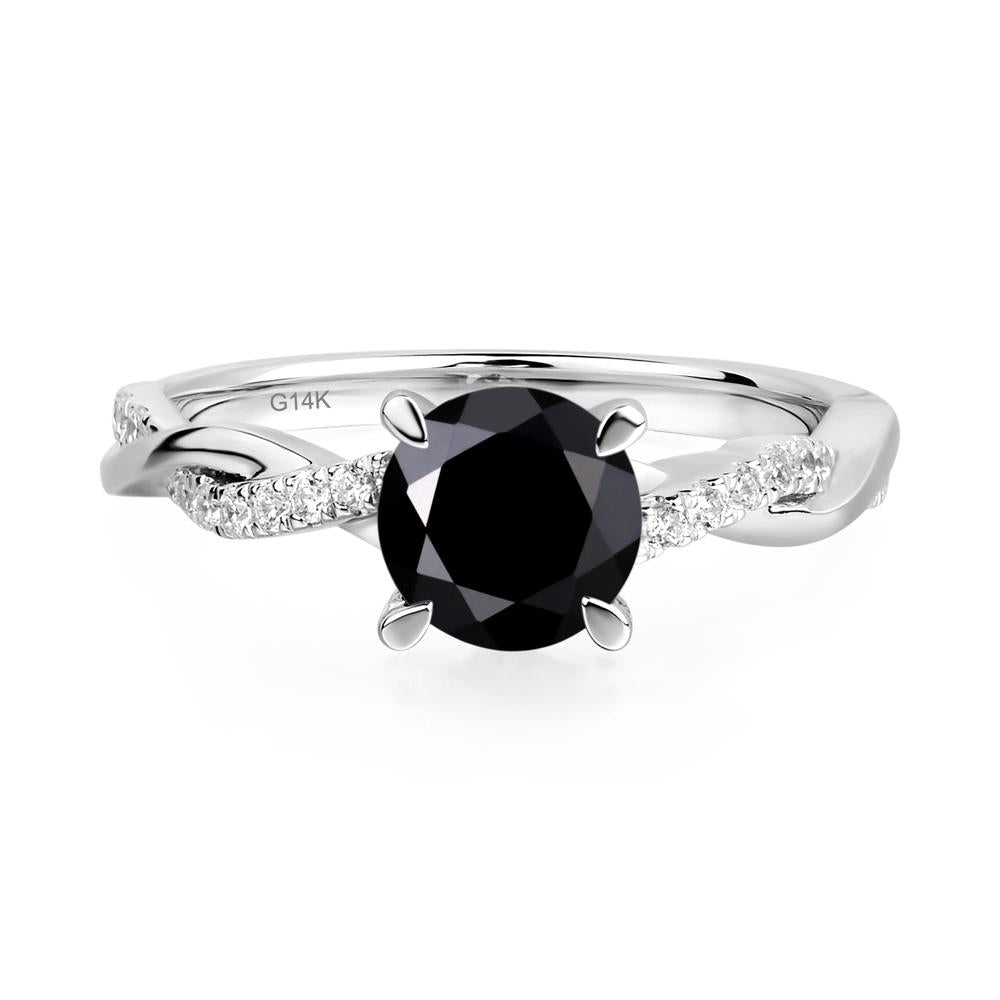 Black Spinel Twist Engagement Ring - LUO Jewelry #metal_14k white gold