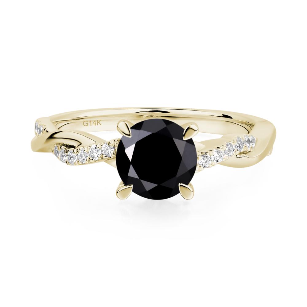 Black Spinel Twist Engagement Ring - LUO Jewelry #metal_14k yellow gold