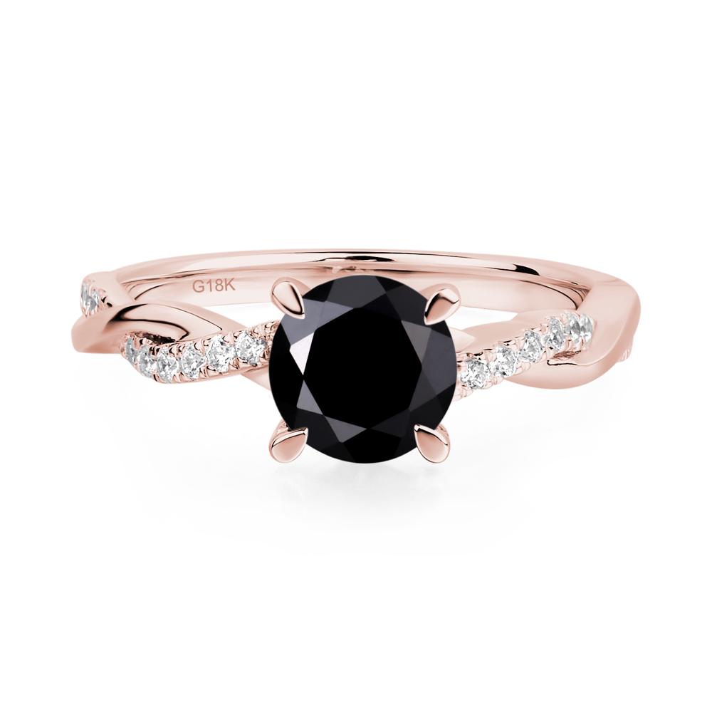 Black Spinel Twist Engagement Ring - LUO Jewelry #metal_18k rose gold