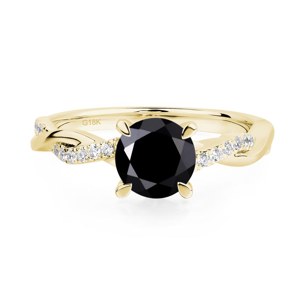 Black Spinel Twist Engagement Ring - LUO Jewelry #metal_18k yellow gold