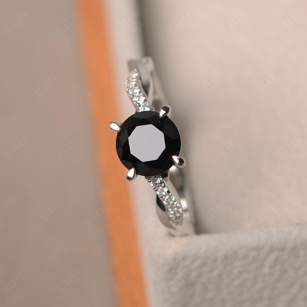 Black Spinel Twist Engagement Ring - LUO Jewelry 