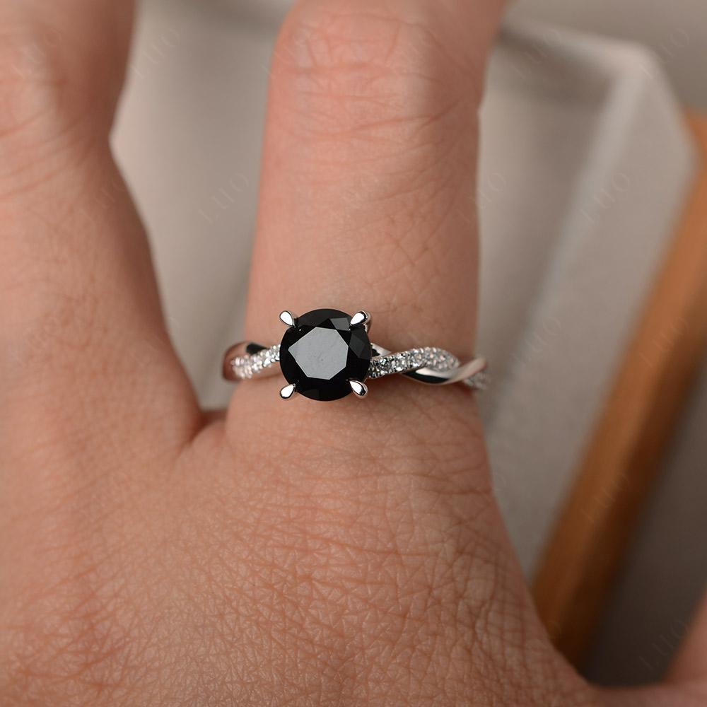 Black Spinel Twist Engagement Ring - LUO Jewelry 