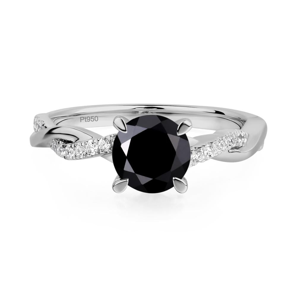 Black Spinel Twist Engagement Ring - LUO Jewelry #metal_platinum