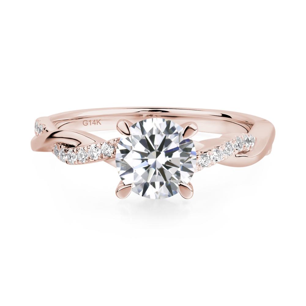 Cubic Zirconia Twisted Engagement Ring - LUO Jewelry #metal_14k rose gold