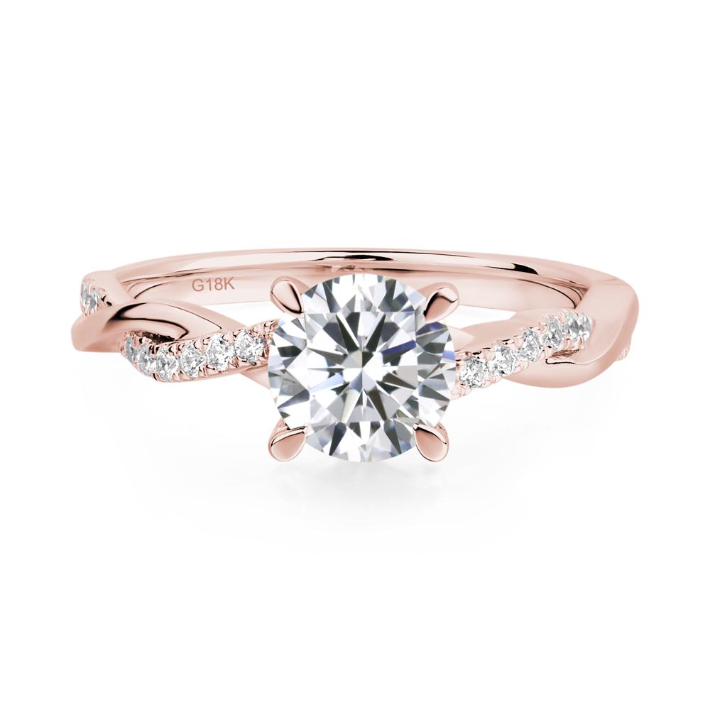 Cubic Zirconia Twisted Engagement Ring - LUO Jewelry #metal_18k rose gold