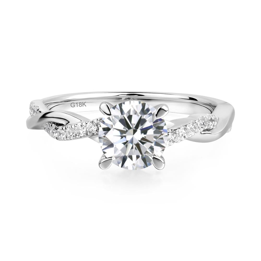 Cubic Zirconia Twisted Engagement Ring - LUO Jewelry #metal_18k white gold