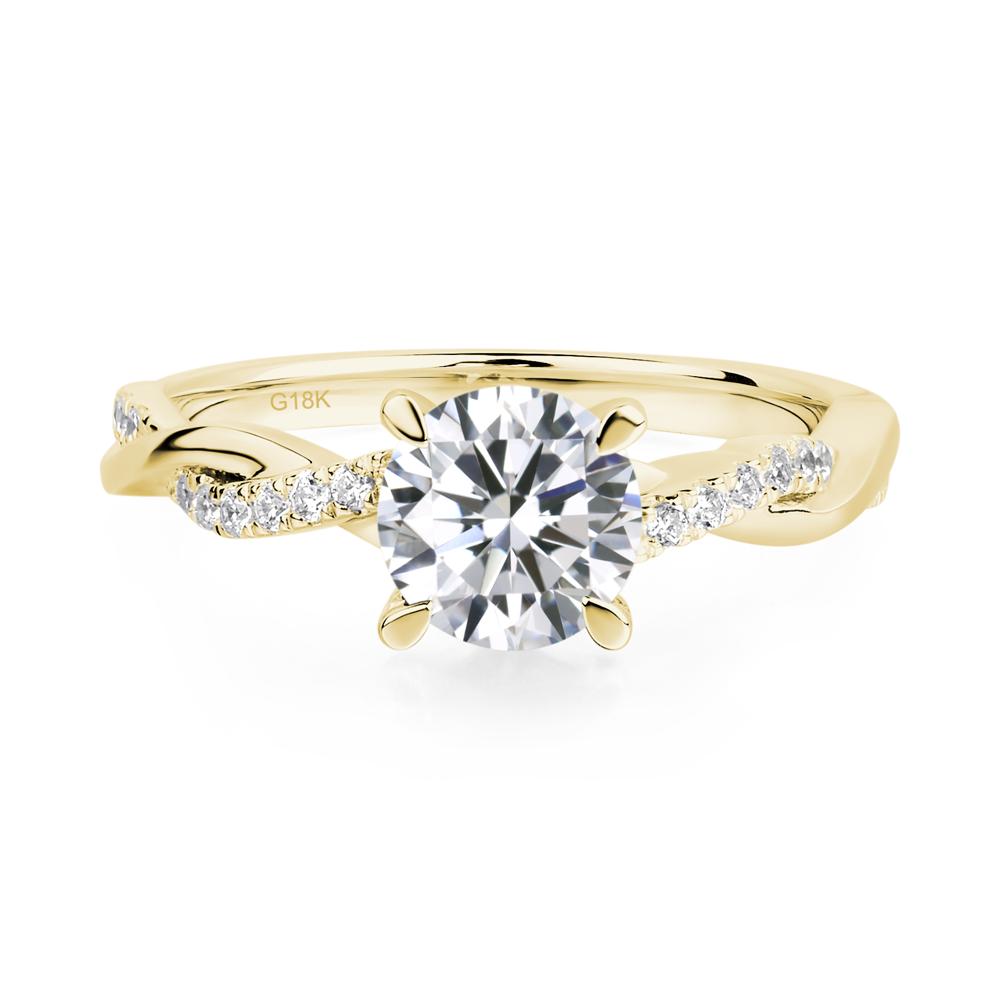 Cubic Zirconia Twisted Engagement Ring - LUO Jewelry #metal_18k yellow gold