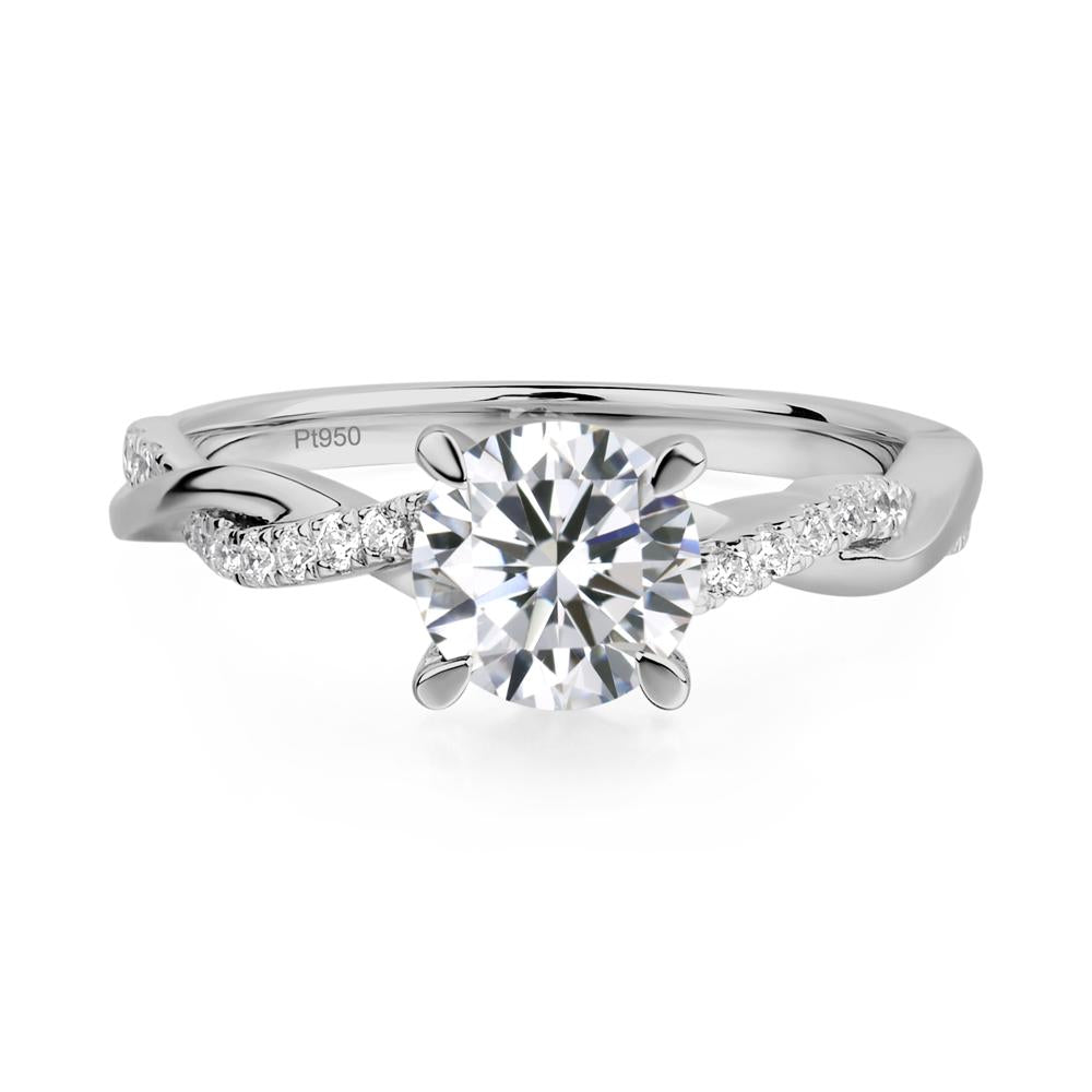 Cubic Zirconia Twisted Engagement Ring - LUO Jewelry #metal_platinum