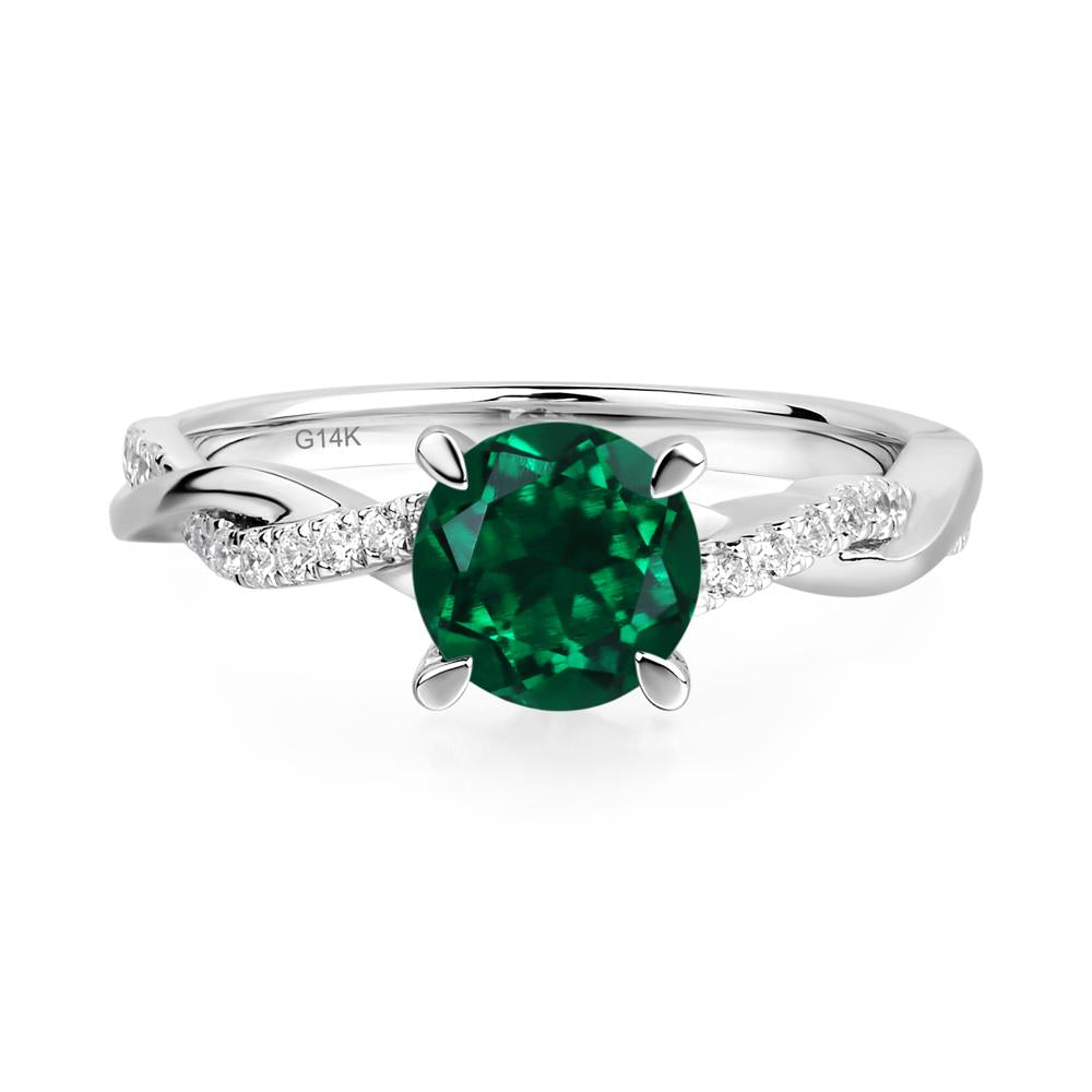 Emerald Twist Engagement Ring - LUO Jewelry #metal_14k white gold