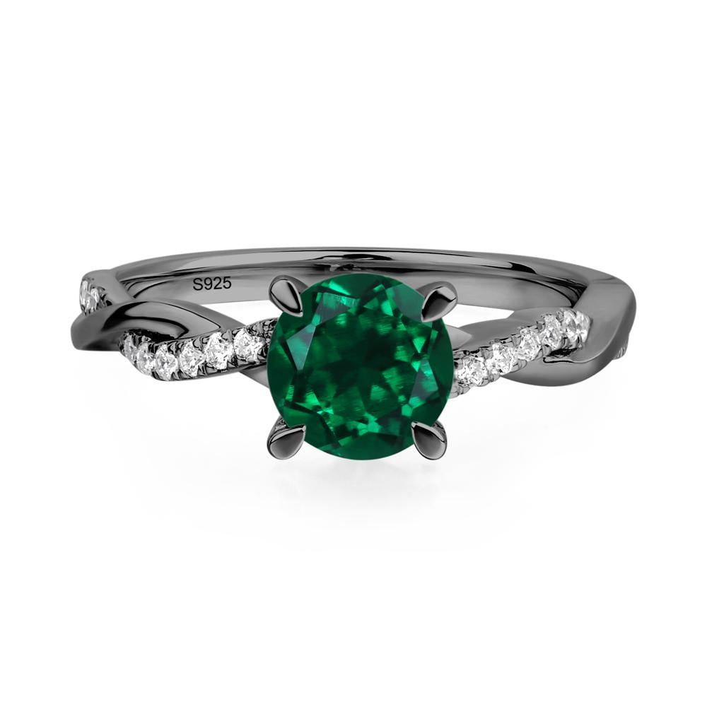 Emerald Twist Engagement Ring - LUO Jewelry #metal_black finish sterling silver