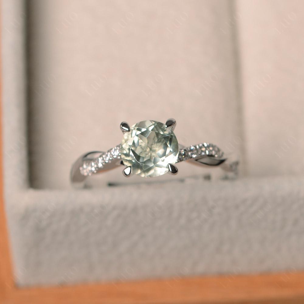 Green Amethyst Twisted Engagement Ring - LUO Jewelry 