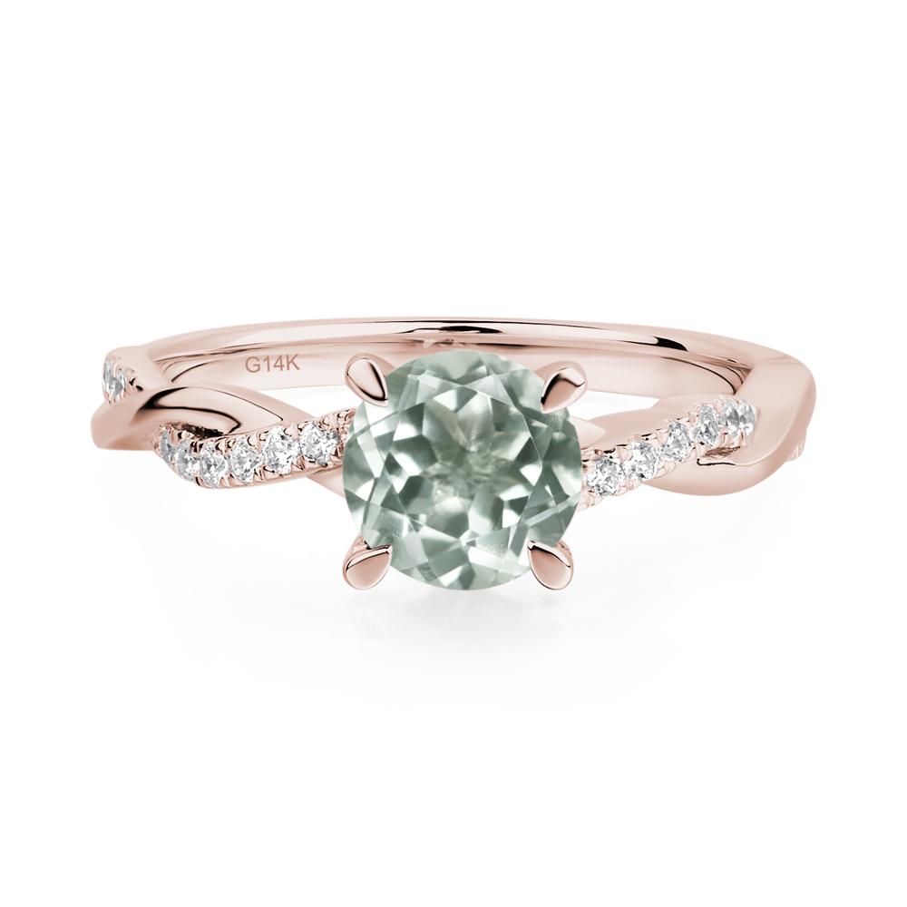 Green Amethyst Twisted Engagement Ring - LUO Jewelry #metal_14k rose gold