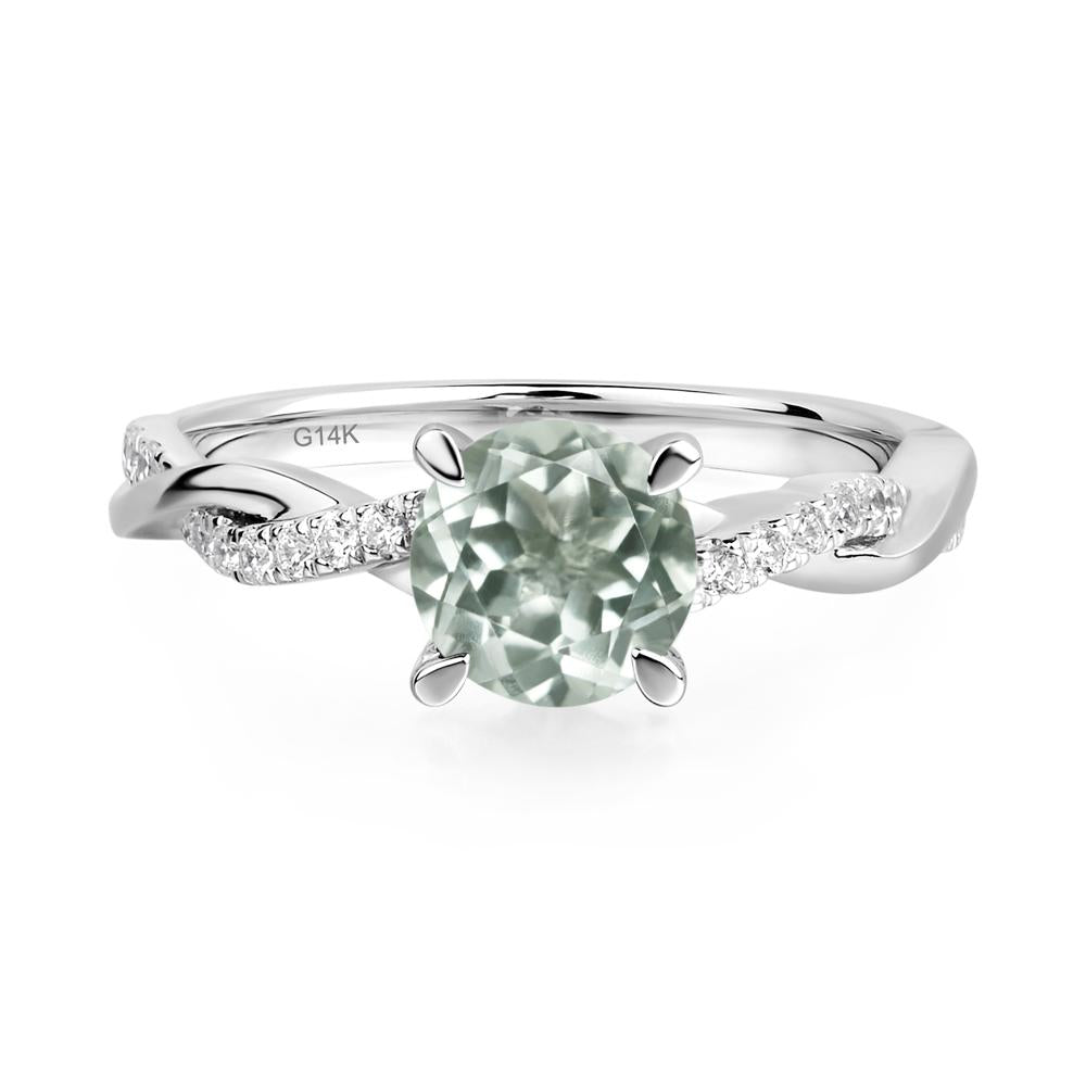 Green Amethyst Twisted Engagement Ring - LUO Jewelry #metal_14k white gold