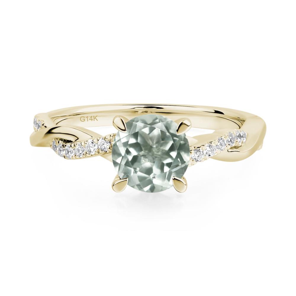 Green Amethyst Twisted Engagement Ring - LUO Jewelry #metal_14k yellow gold