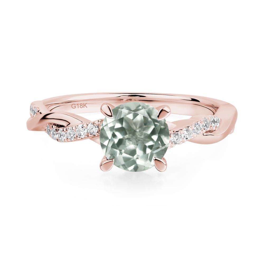 Green Amethyst Twisted Engagement Ring - LUO Jewelry #metal_18k rose gold