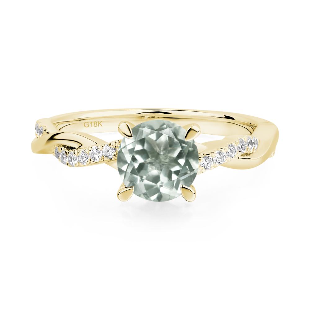 Green Amethyst Twisted Engagement Ring - LUO Jewelry #metal_18k yellow gold