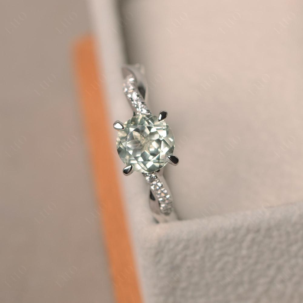 Green Amethyst Twisted Engagement Ring - LUO Jewelry 