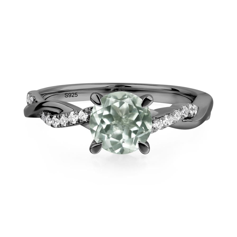 Green Amethyst Twisted Engagement Ring - LUO Jewelry #metal_black finish sterling silver