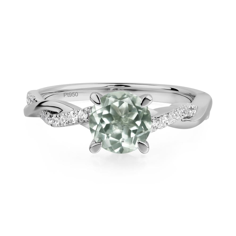 Green Amethyst Twisted Engagement Ring - LUO Jewelry #metal_platinum