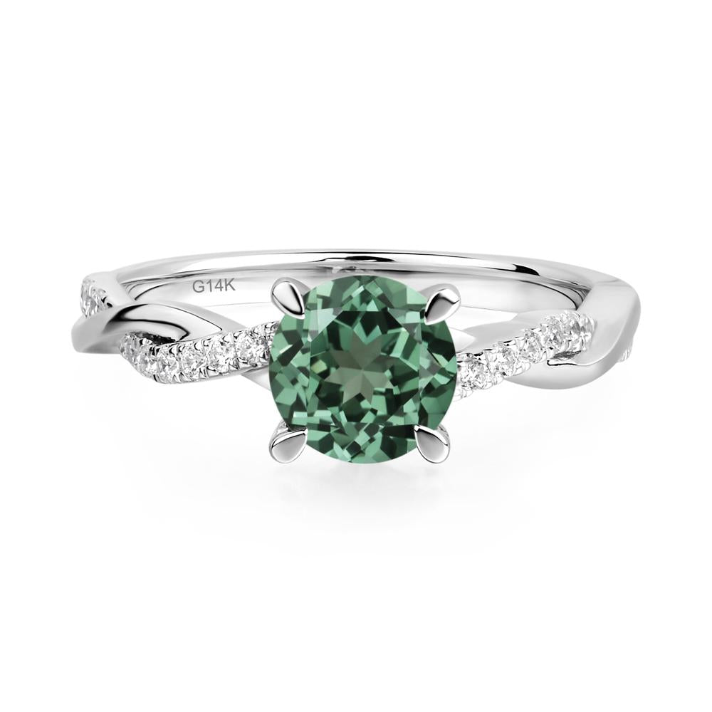 Green Sapphire Twist Engagement Ring - LUO Jewelry #metal_14k white gold