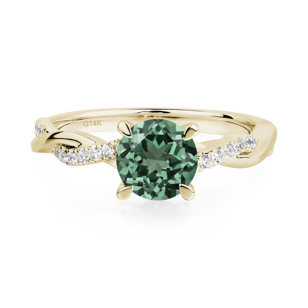 Green Sapphire Twist Engagement Ring - LUO Jewelry #metal_14k yellow gold