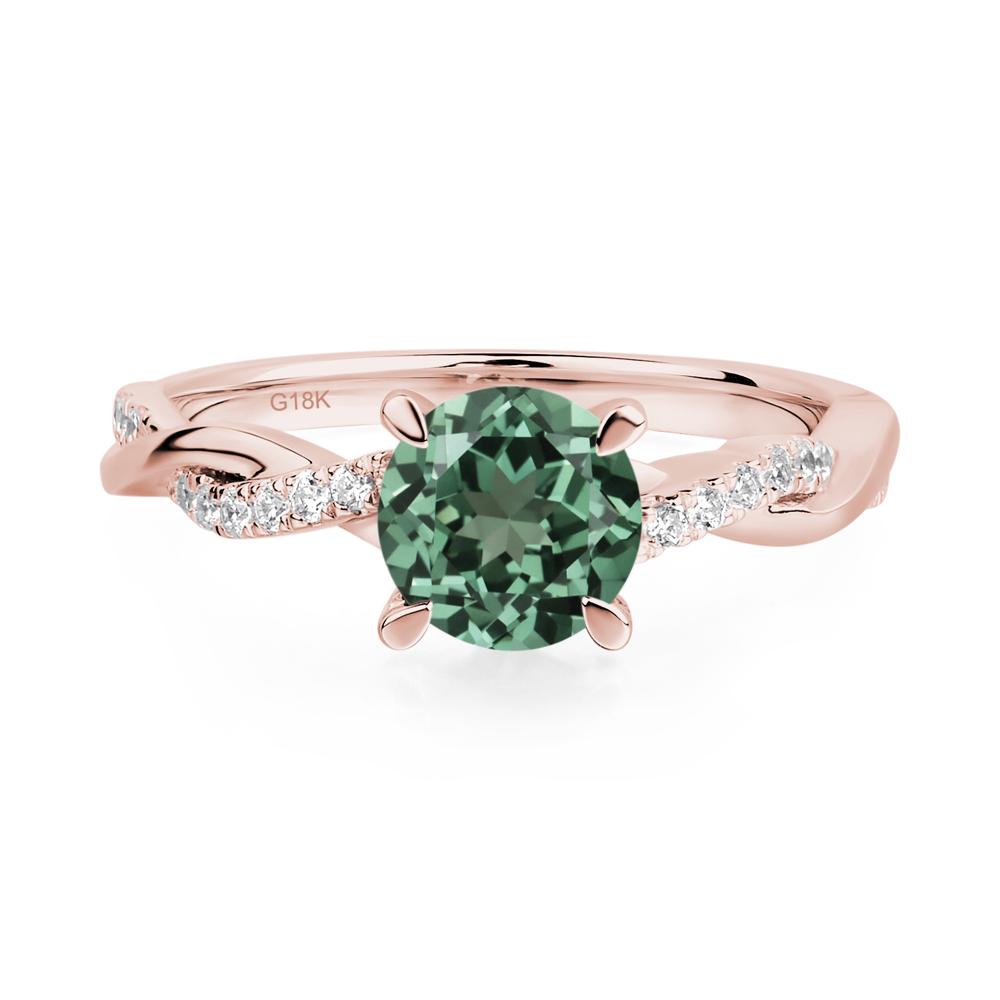 Green Sapphire Twist Engagement Ring - LUO Jewelry #metal_18k rose gold