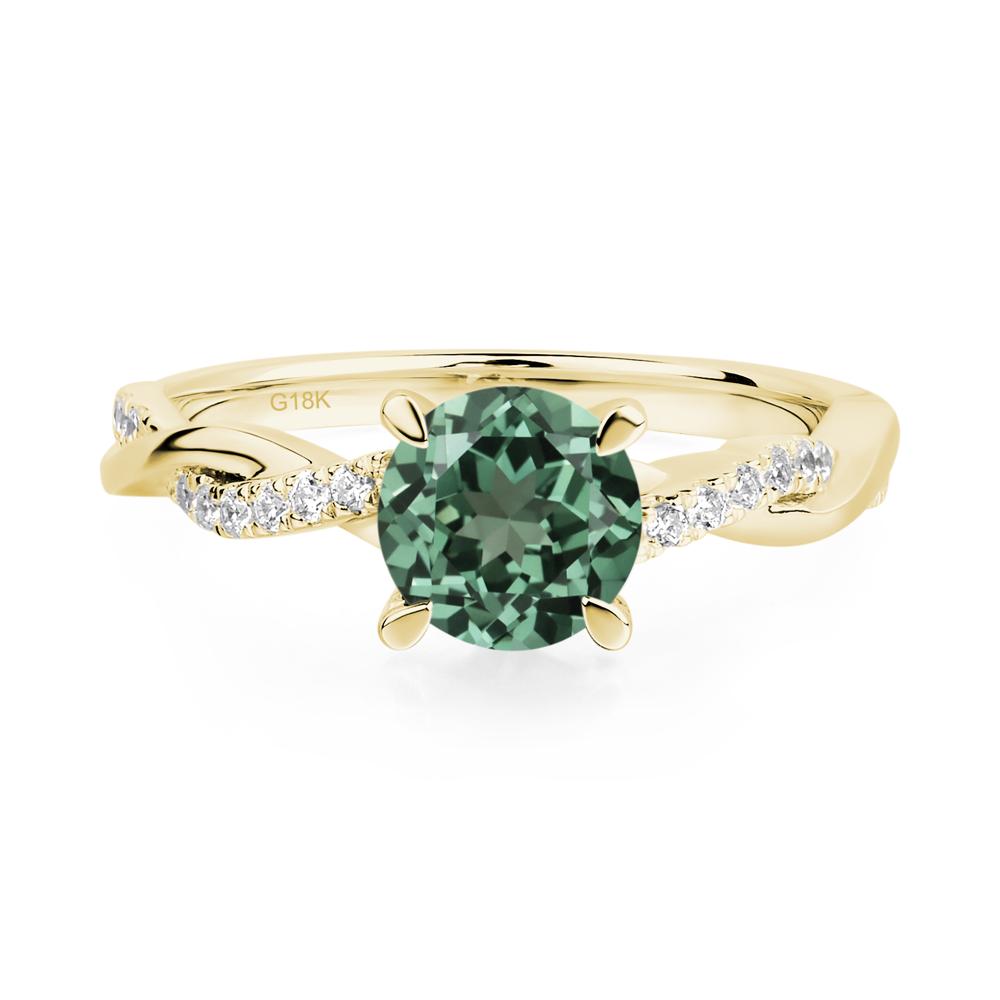 Green Sapphire Twist Engagement Ring - LUO Jewelry #metal_18k yellow gold