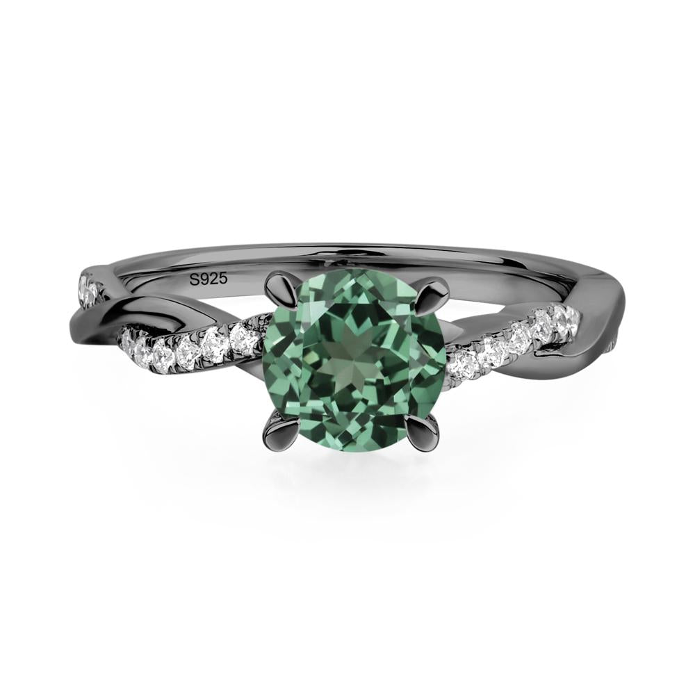 Green Sapphire Twist Engagement Ring - LUO Jewelry #metal_black finish sterling silver