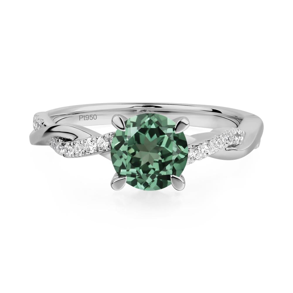 Green Sapphire Twist Engagement Ring - LUO Jewelry #metal_platinum