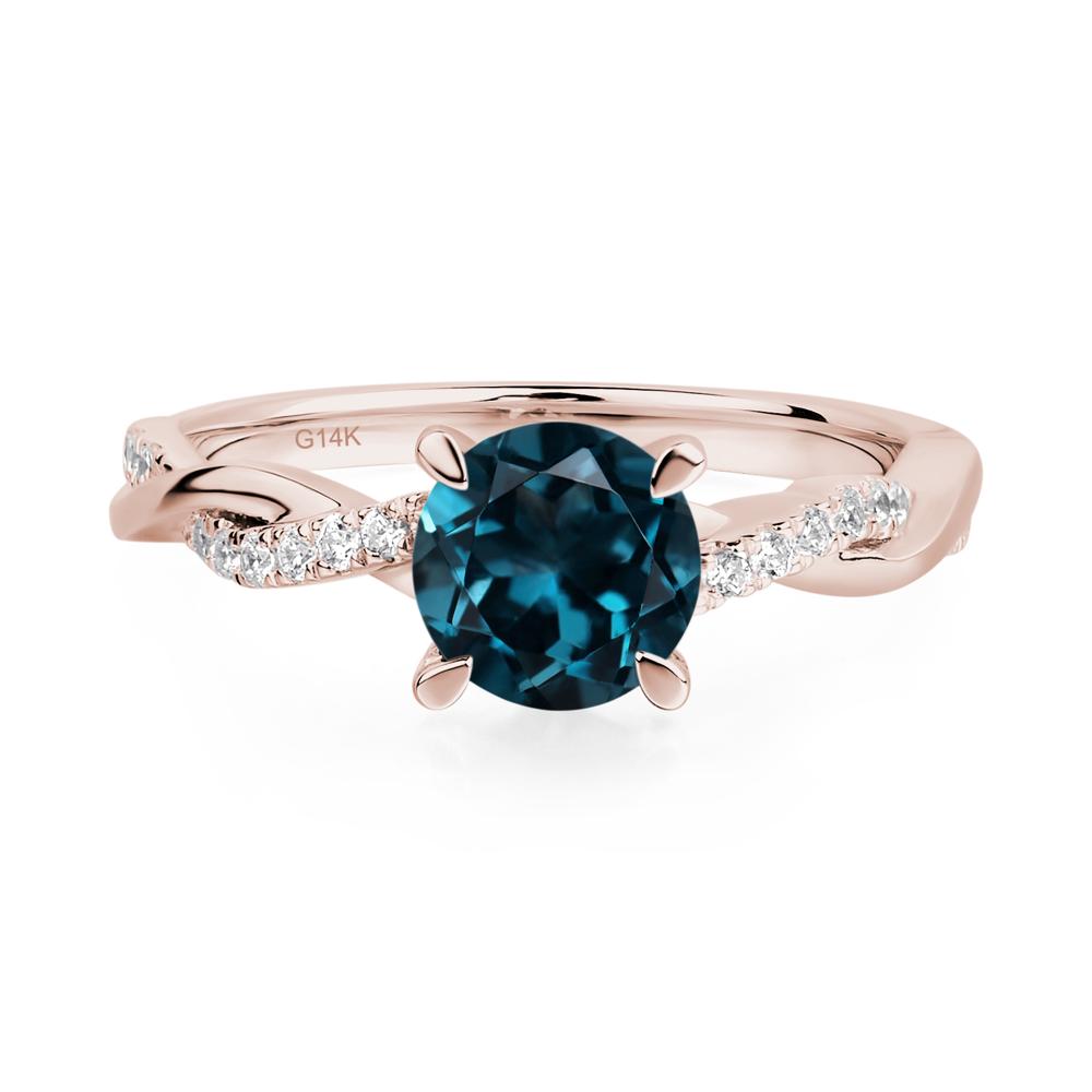 London Blue Topaz Twist Ring - LUO Jewelry #metal_14k rose gold