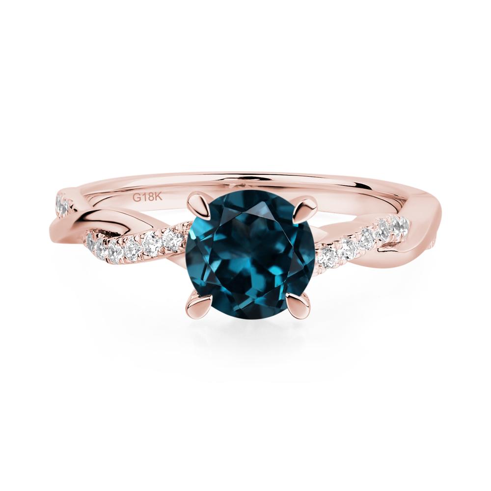 London Blue Topaz Twist Ring - LUO Jewelry #metal_18k rose gold