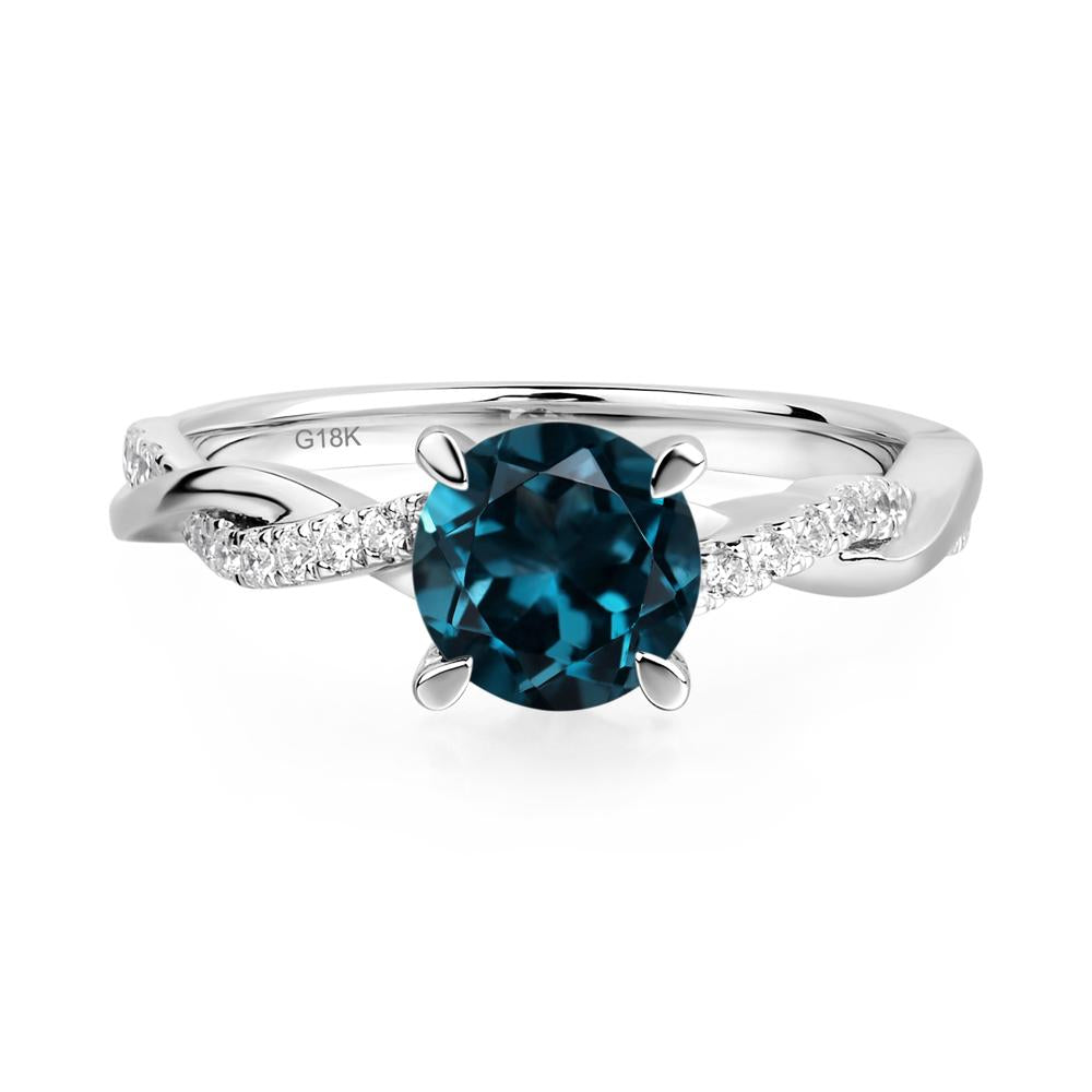 London Blue Topaz Twist Ring - LUO Jewelry #metal_18k white gold