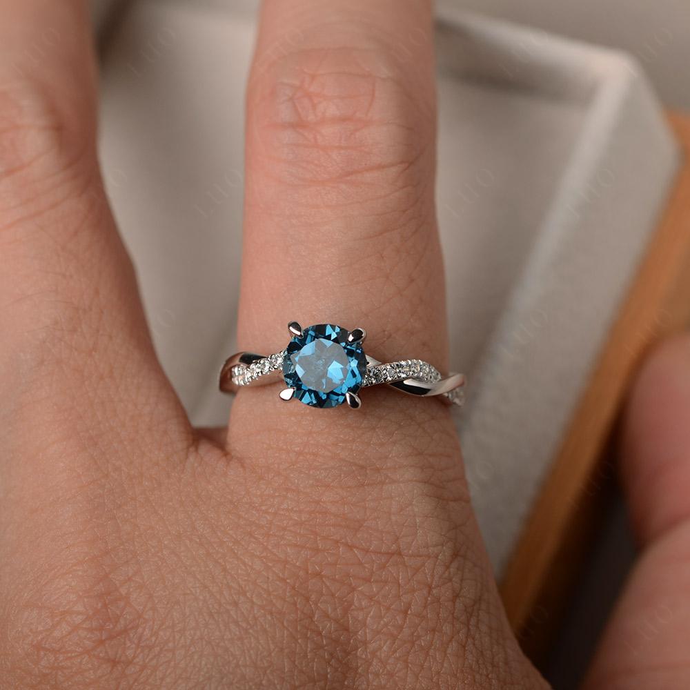 London Blue Topaz Twist Ring - LUO Jewelry 