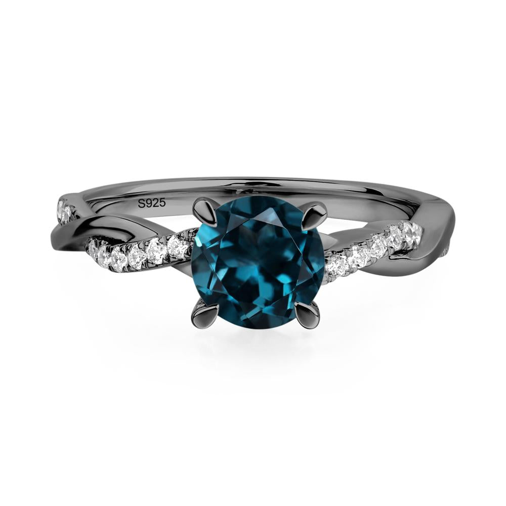 London Blue Topaz Twist Ring - LUO Jewelry #metal_black finish sterling silver