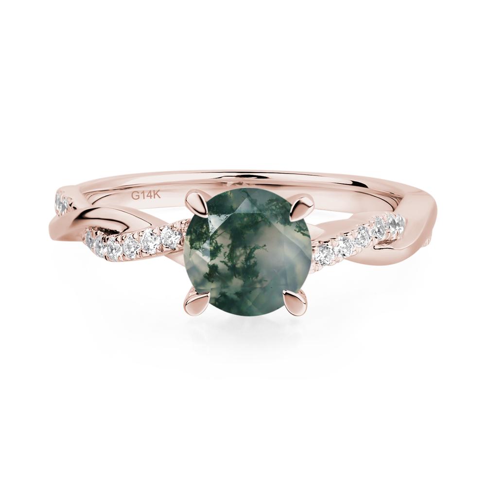 Moss Agate Twisted Engagement Ring - LUO Jewelry #metal_14k rose gold