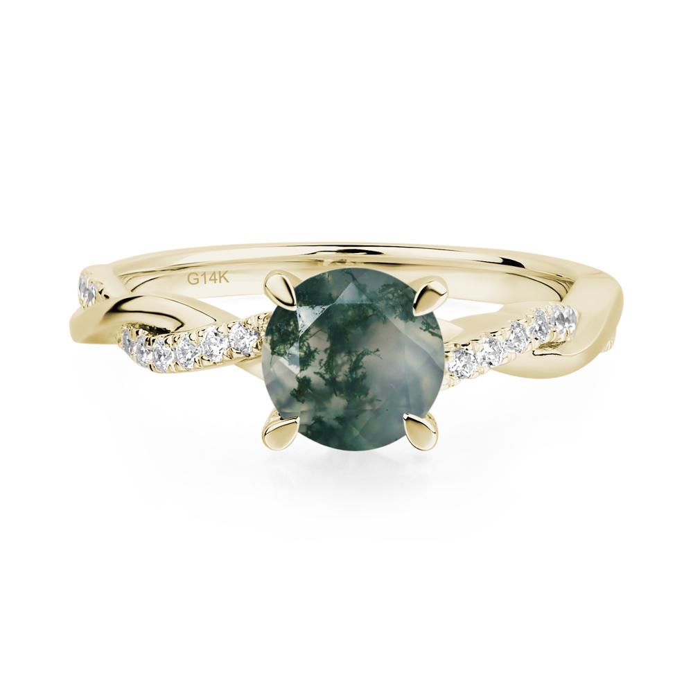 Moss Agate Twisted Engagement Ring - LUO Jewelry #metal_14k yellow gold