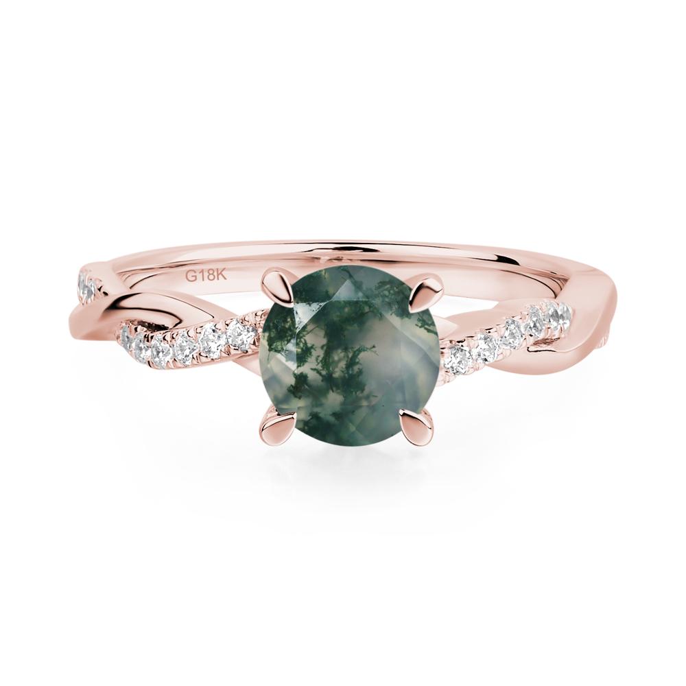 Moss Agate Twisted Engagement Ring - LUO Jewelry #metal_18k rose gold