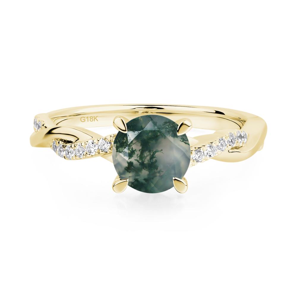 Moss Agate Twisted Engagement Ring - LUO Jewelry #metal_18k yellow gold