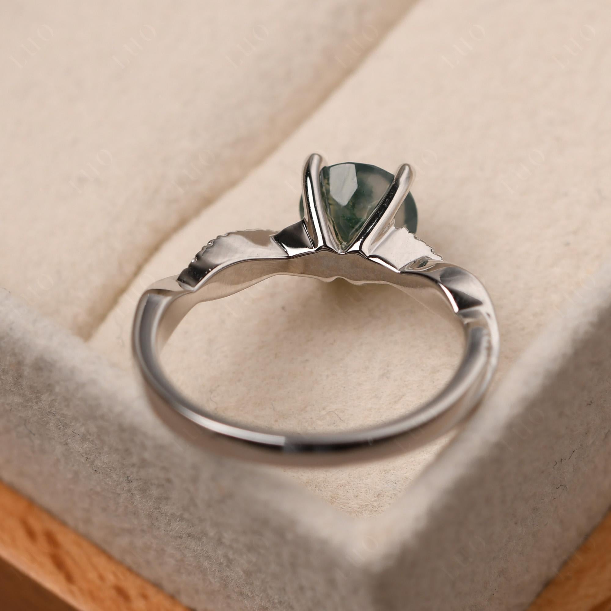 Moss Agate Twisted Engagement Ring - LUO Jewelry 