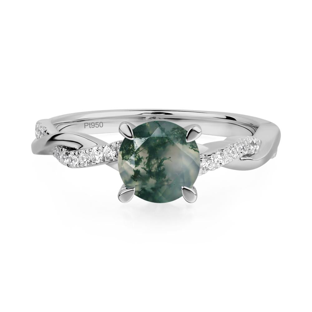 Moss Agate Twisted Engagement Ring - LUO Jewelry #metal_platinum