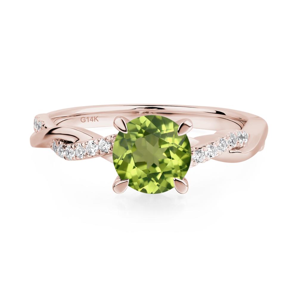 Peridot Twisted Engagement Ring - LUO Jewelry #metal_14k rose gold