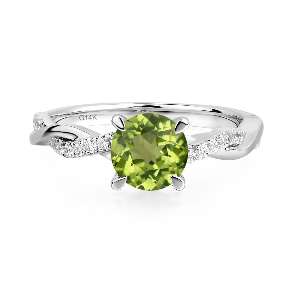 Peridot Twisted Engagement Ring - LUO Jewelry #metal_14k white gold