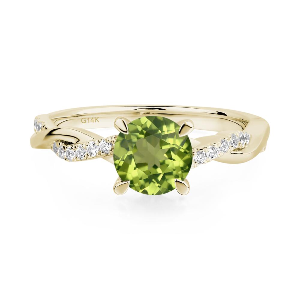 Peridot Twisted Engagement Ring - LUO Jewelry #metal_14k yellow gold