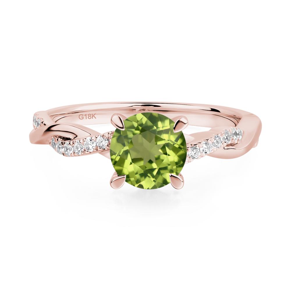 Peridot Twisted Engagement Ring - LUO Jewelry #metal_18k rose gold