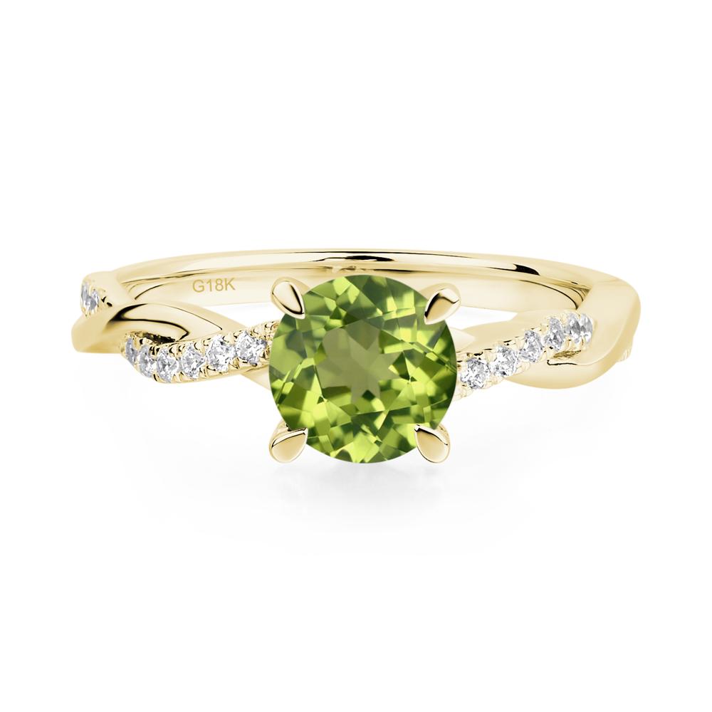 Peridot Twisted Engagement Ring - LUO Jewelry #metal_18k yellow gold