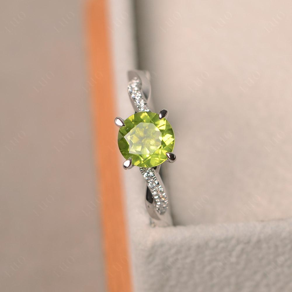 Peridot Twisted Engagement Ring - LUO Jewelry 