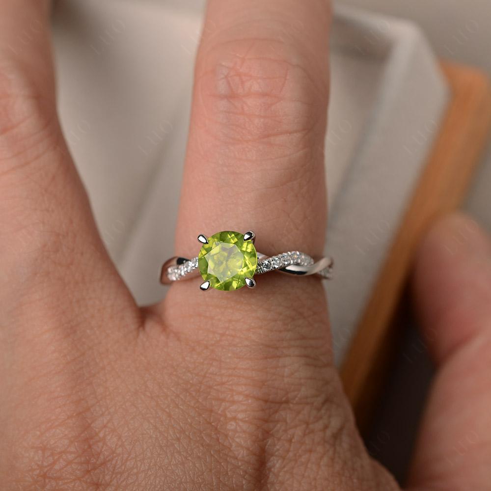 Peridot Twisted Engagement Ring - LUO Jewelry 