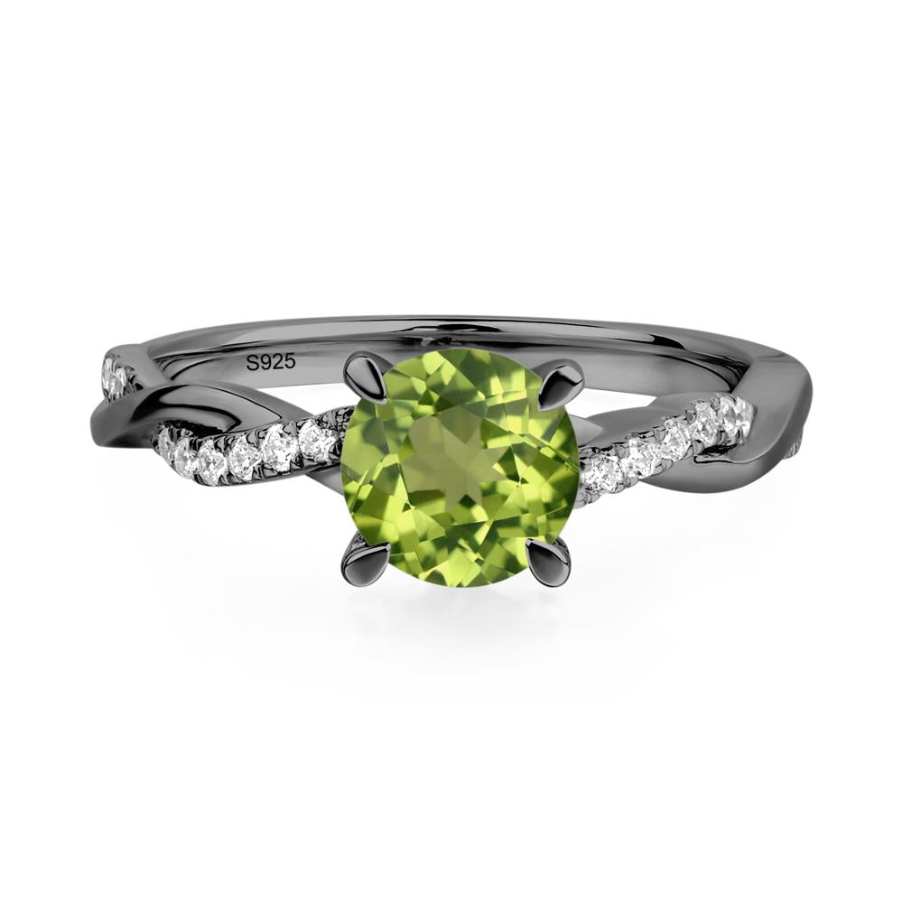 Peridot Twisted Engagement Ring - LUO Jewelry #metal_black finish sterling silver